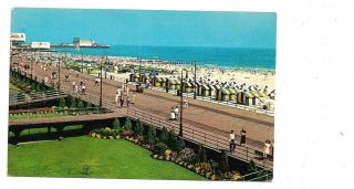 Old Postcard Atlantic City Nj Boardwalk Beach,  And Ocean