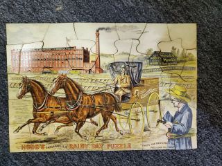 Hoods 1890s Sarsaparilla Rainy Day Puzzle Advertising Two Sided Puzzle Complete