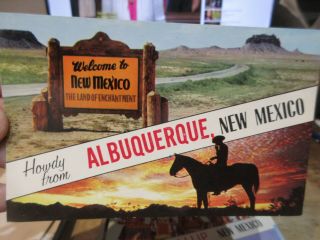Vintage Old Mexico Postcard Greetings From Albuquerque Land Of Enchantment