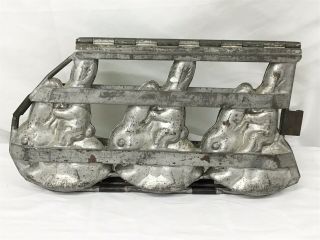 Antique Anton Reiche Hinged Chocolate Triple Mold Rabbits Mold 29943
