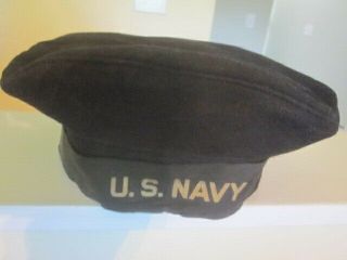 Vintage U.  S.  Navy Dress Blue Hat - Cracker Jack - Wool - Ww2