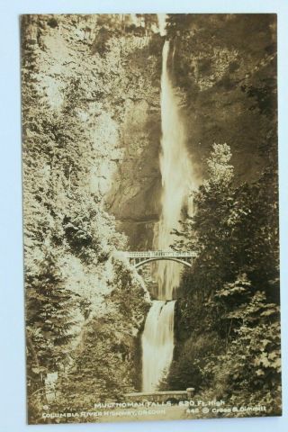 Old Rppc Real Photo Postcard Multnomah Falls,  Columbia River Highway,  Oregon