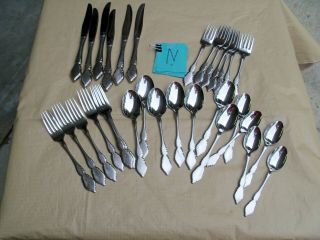 Stainless Flatware Oneida Classic Mood Prescott Deauville 31 Pc Service For 5 5