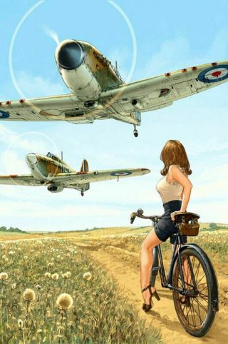 World War 2 Pin - Up Spitfire And Hurricane Ww2 Photo 5 X 7