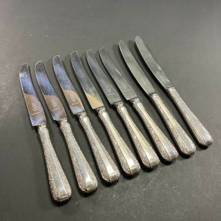 Vintage Rodd Cutlery Set Of 8 Silver Plate Epns Dinner Knives Nemesia Pattern