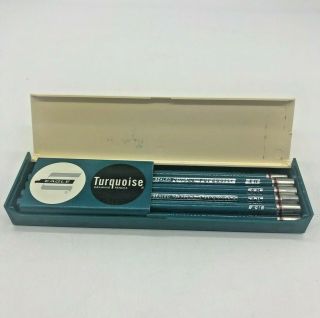 Vintage Eagle Turquoise 375 4h Drafting Drawing Pencils W Case 10 Pencils