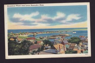 Old Vintage 1948 Postcard Of Steamboat Wharf From Lower Nantucket Ma