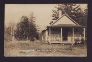 Old Vintage Real Photo Postcard Of Camps Carrabassett Maine Me Rppc