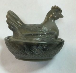 Boyd Glass 85 Oxford Gray Slag 3 " Chicken Hen On Nest 8/31/87