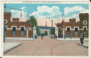 Old Brooklyn Ny Entrance To Navy Yard With People