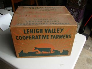 Lehigh Valley Cooperative Farmers Dairy Heavy Cardboard Milk Crate Allentown,  Pa