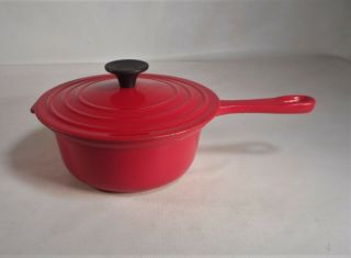 Vintage Le Creuset Cast Iron Enamel Red Saucepan 18 2 Qt W/lid - B France