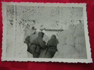 Wwii German Photo Combat Soldiers In Winter Snow Trench