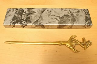 Vintage Solid Brass Anchor Letter Opener Made In Taiwan