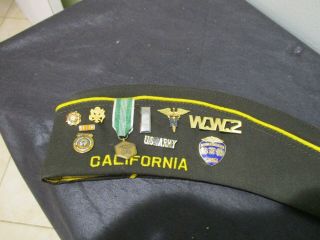 Vfw 7245 Cap Hat 9 Pins Wwii Army Nurse California.