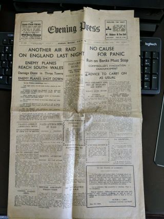 Ww2 Island Of Guernsey News Paper From Future Occupied Territory.  Great Ww2 News