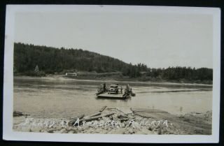 Vintage Ferry At Athabasca Alberta Canada Rp Postcard Old Car Etc