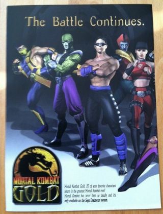 Mortal Kombat Gold Poster Ad Print Retro Sega Dreamcast Retro