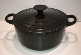 Vtg Le Creuset Enamel Cast Iron Small Dutch Oven Pot & Lid 18 Black