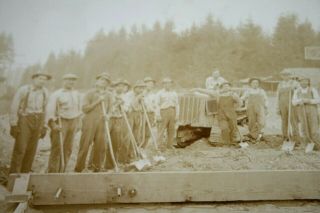 1930s Caterpillar Tractor Road Construction And Crew Photo