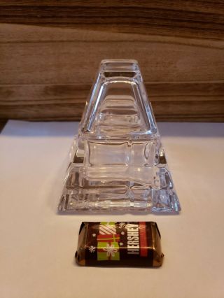 Unique Vintage Glass Pyramid Inkwell With Removable Lid Euc