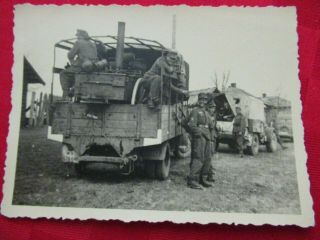 Wwii German Photo Combat Soldier Gebirgsjäger Gulaschkanone On Truck