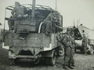 WWII German Photo Combat soldier Gebirgsjäger Gulaschkanone on truck 2