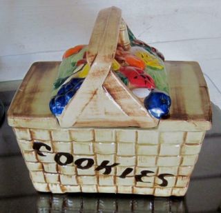 1961 - 63 Mccoy Pottery Picnic Basket Cookie Jar No.  191