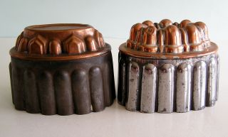Two Antique Copper And Tin Molds 1 Marked England Desserts,  Aspic,  Jelly Or Cake