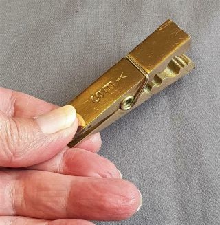 Vintage Brass Clothes Peg Paper Clip Engraved Yes Paperweight Document Holder