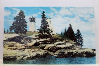 Maine Me Boothbay Harbor Burnt Island Light Postcard Old Vintage Card View Post