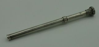 Vintage White Metal Sliding Mechanical Pencil Intricate Carved Cap Stone Gc Gwo