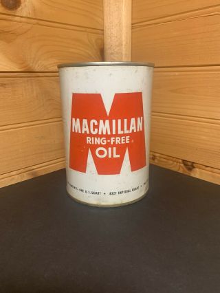 Vintage 1950’s Macmillan Motor Oil 1 Quart Metal Oil Can Tin Gas & Oil