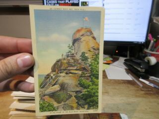 Vintage Old Postcard North Carolina Chimney Rock Pile Wooden Staircase To Top