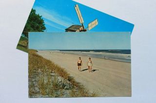 2 Postcards Old Grist Mill & Beach View,  Chatham,  Ma