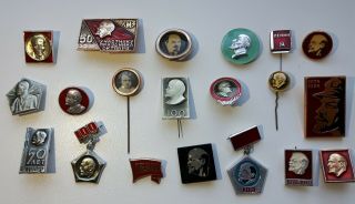Set Of 20 Soviet Badges Vladimir Lenin Communist