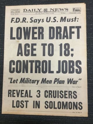 World War Ii 2 - October 13,  1942 York Daily News Newspaper