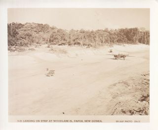 Wwii Aaf Photo B - 25 Bomber Landing Strip In Jungle Guinea Pto 283
