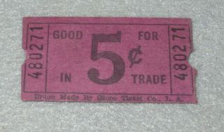 ☆ Wwii 1944 Pearl Harbor T.  H.  Navy Yard Receiving Station 5 Cent Trade Ticket