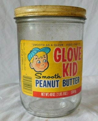 Vintage Glove Kid Smooth Peanut Butter Jar Cf Sauer Co Richmond Va Virginia