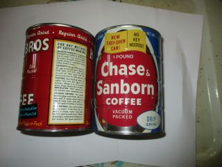 VINTAGE HILLS BROS COFFEE CAN AND CHASE SANBORN 1LB 3
