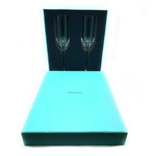 Tiffany & Co.  Crystal Hampton Champagne Flutes In Presentation Box