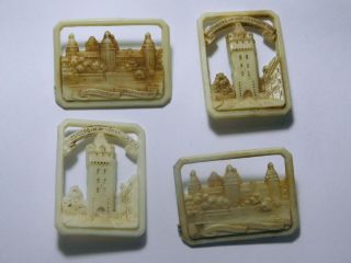 Wwii German Whw Winterhilfswerk Set Of 4 Towns Made From Faux Antler.  W124