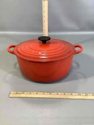 Red - Orange Le Creuset Enamel Cast Iron Pot W/lid