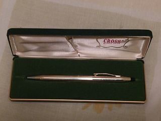 Cross 1/20 10 Carat Gold Filled Ink Pen W/ Case And Writing,  Good