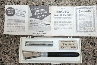 Vintage Duo - Fast Pen Pocket Stapler W/ Staples And Instructions
