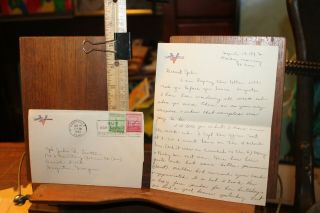 Vintage 1943 Wwii Letter And Envelope Military Police Mp