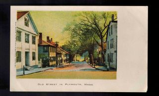 Plymouth Ma Early View Ca 1905 Colonial Homes On Old Street 335ub