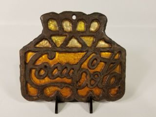 Vintage Coca Cola Sign Cast Iron Stained Glass Wall Hanger Sun Catcher Trivet