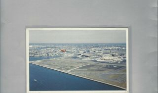 Aerial View Of Boston Logan Airport With Old Eastern Terminal Postcard